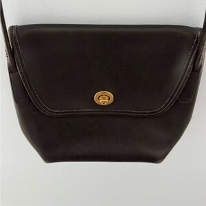 Vintage Coach Black Crossbody Bag with Gold Accent